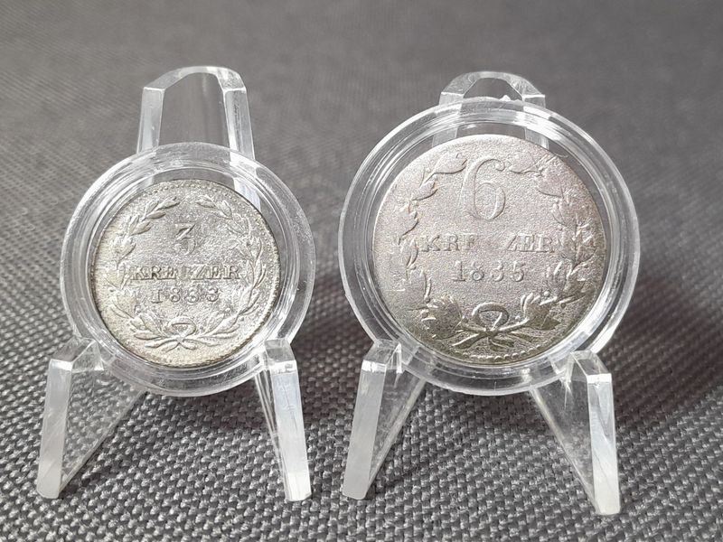 Silbermünzen Set Baden 1833 1835 3 6 Kreuzer Altdeutschland Großherzogtum Leopold
