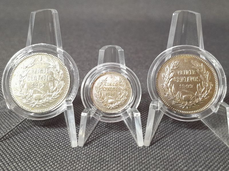 Silbermünzen Set Chile 1907 1909 So 5 20 Cinco Veinte Centavos Selten