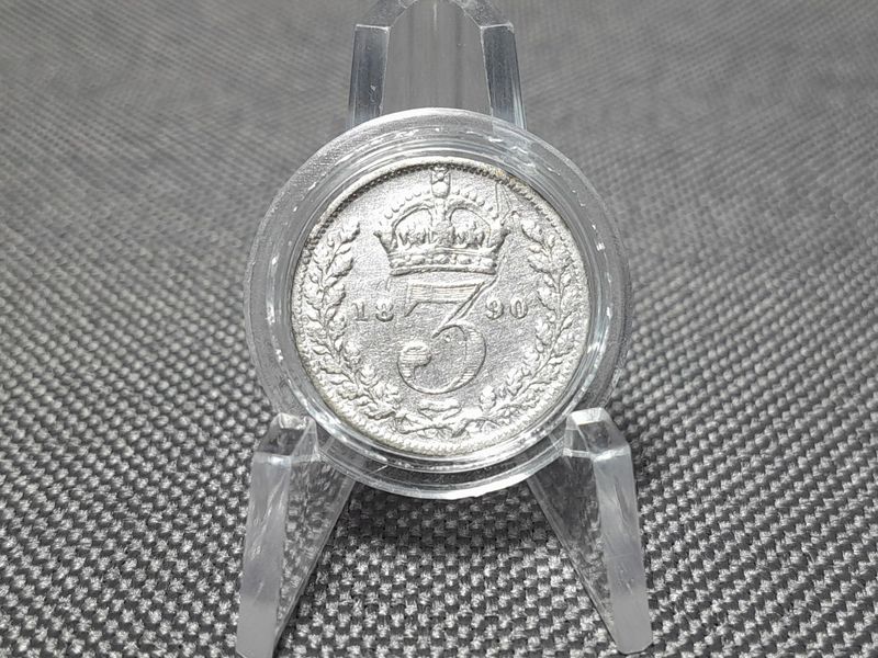 Silbermünze England 1890 3 Pence Queen Victoria Silbermünze England 1890 3 Pence Queen Victoria