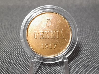 Münze Finnland 1917 5 Penniä Kaiser Nikolaus II. Zar Adler Erhaltung! Münze Finnland 1917 5 Penniä Kaiser Nikolaus II. Zar Adler Erhaltung!