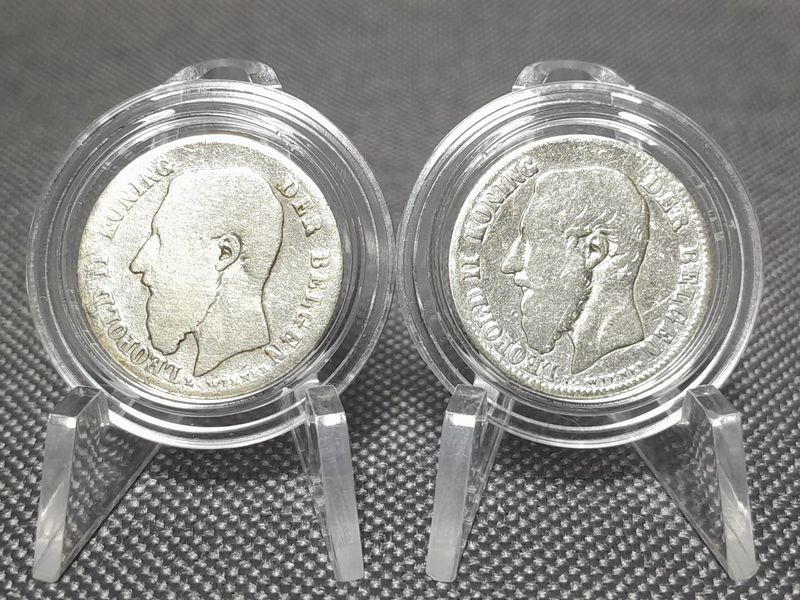 Silbermünzen Set Belgien 1886 1899 50 Centimes Leopold II.