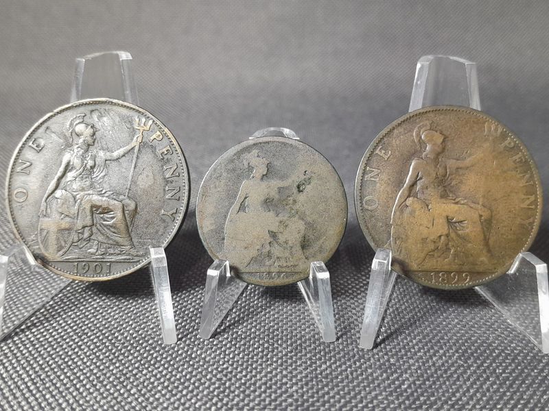 Münzen Set England 1896 1899 1901 1/2 Half 1 Penny Queen Victoria Münzen Set England 1896 1899 1901 1/2 Half 1 Penny Queen Victoria