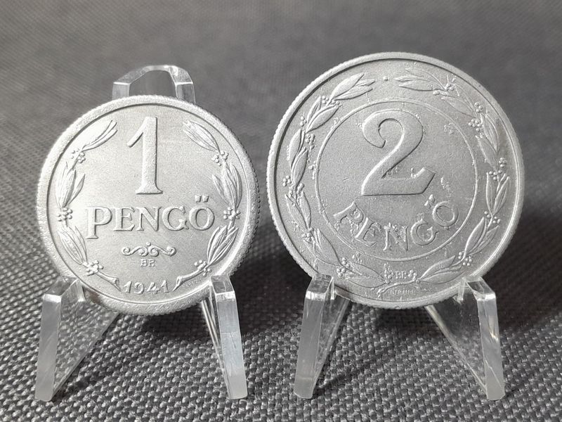 Münze Set Ungarn 1941 1 & 2 Pengö Fehlprägung Erhaltung!