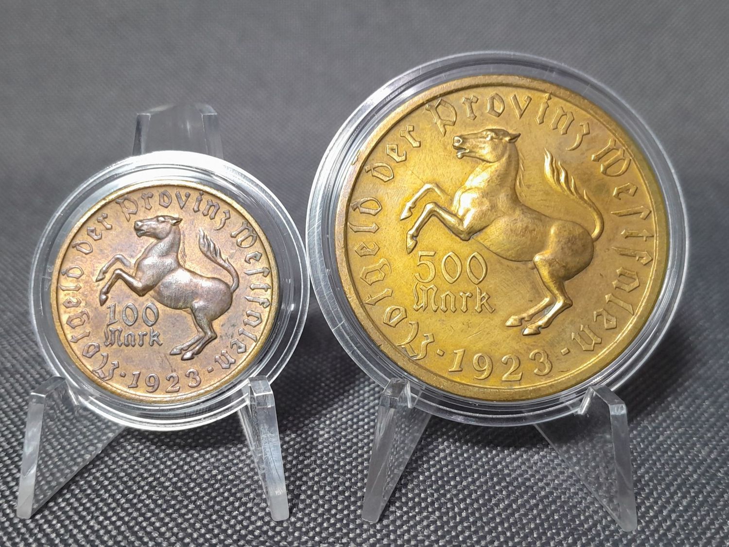 Münzen Set Notgeld 1923 Weimarer Republik 100 500 Mark Droste Hülshoff Pferd Westfalen Nebengebiete