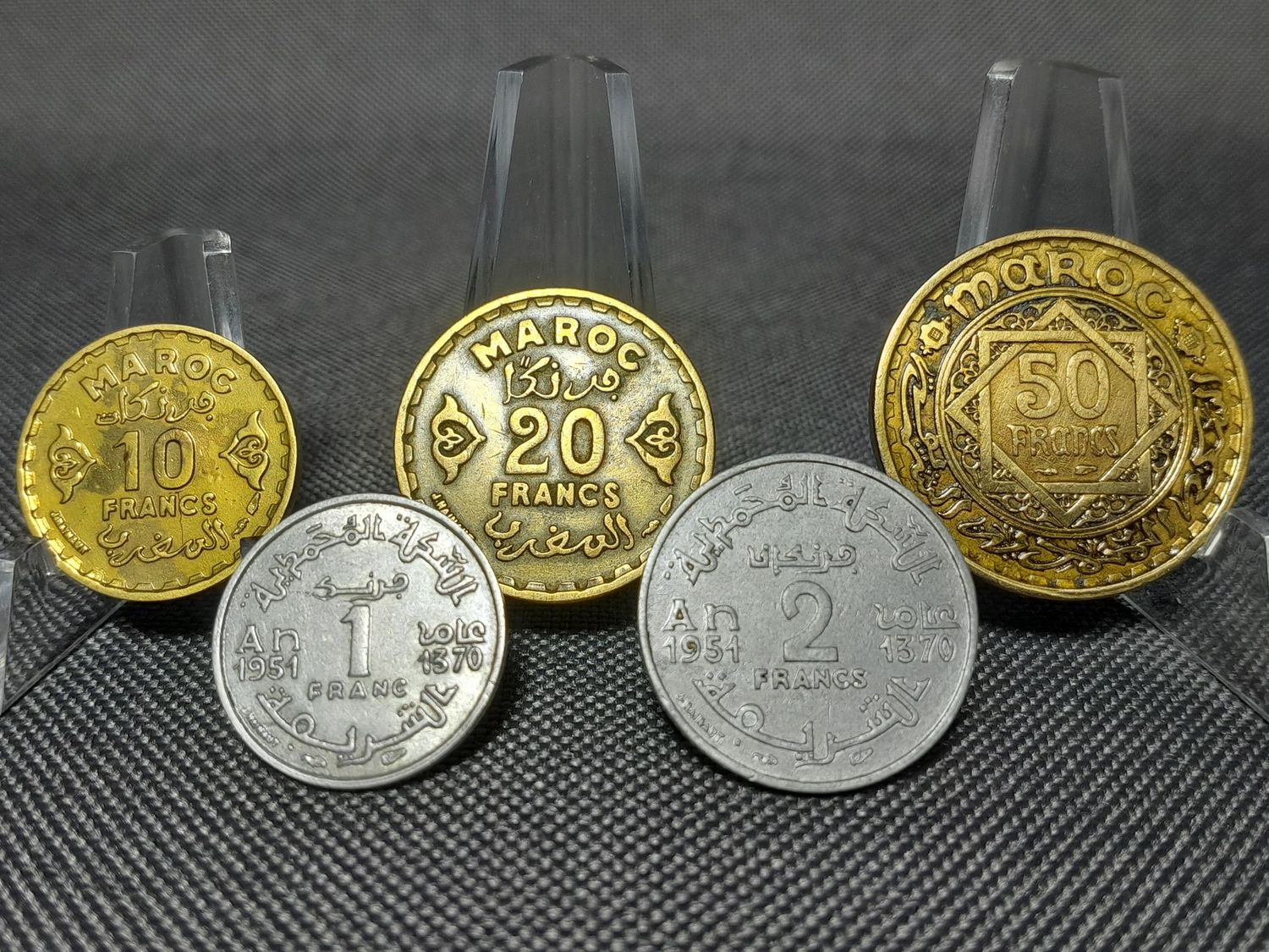 Münzen Set Marokko 1951 1952 1 2 10 20 50 Francs Mohammed V. Maroc Erhaltung