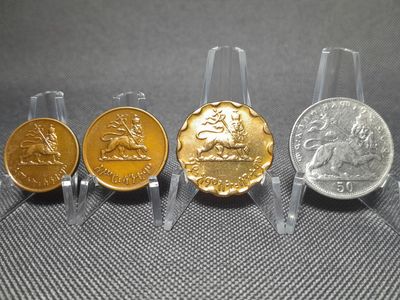 Münzen Set Äthiopien 1931 1944 5 10 25 Santeem Centimes 50 Mätonya Kaiser Haile Selassie I. Erhaltung