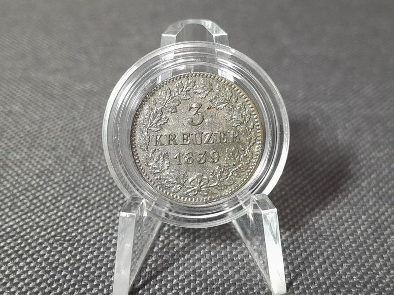 Silbermünze Königreich Württemberg 1839 3 Kreuzer Wilhelm I. Altdeutschland