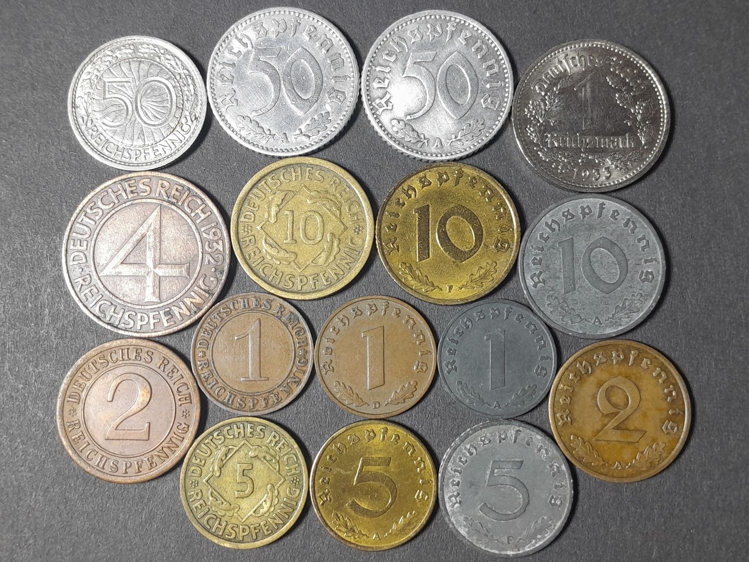 Münzen Set Drittes Reich 1924 - 1943 1 2 4 5 10 50 Reichspfennig Reichsmark Münzen Set Drittes Reich 1924 - 1943 1 2 4 5 10 50 Reichspfennig Reichsmark