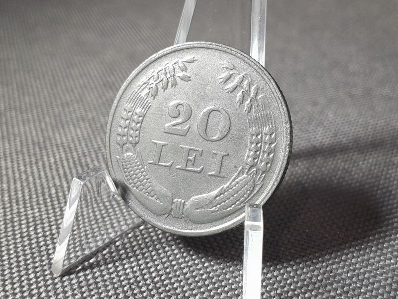 Münze Rumänien 1943 20 Lei König Mihai Michael I. Fehlprägung Erhaltung