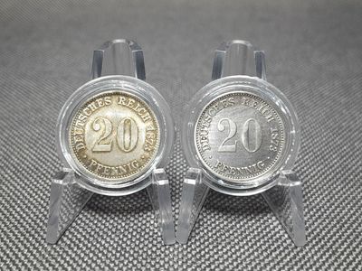 Silbermünzen Set 1873 D Deutsches Kaiserreich 20 Pfennig München Patina Erhaltung! Silbermünzen Set 1873 D Deutsches Kaiserreich 20 Pfennig München Patina Erhaltung!
