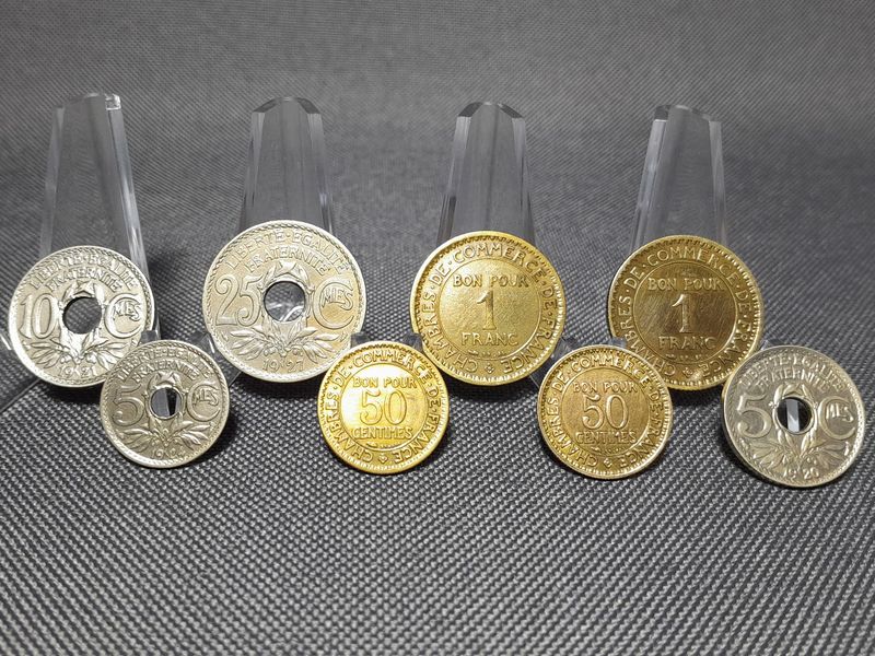 Münzen Set Frankreich 1920 - 1929 2 10 25 50 Centimes 1 Franc Erhaltung!