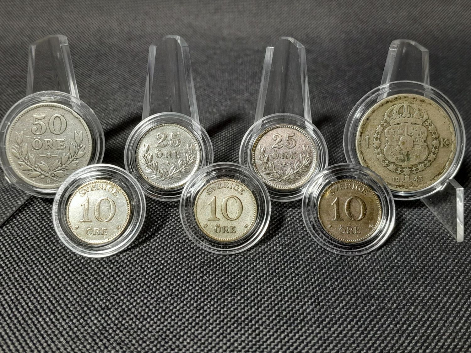 Silbermünzen Set 1927 - 1943 Schweden 10 25 50 Öre 1 Krone Sverige König Gustav V. Silbermünzen Set 1927 - 1943 Schweden 10 25 50 Öre 1 Krone Sverige König Gustav V.