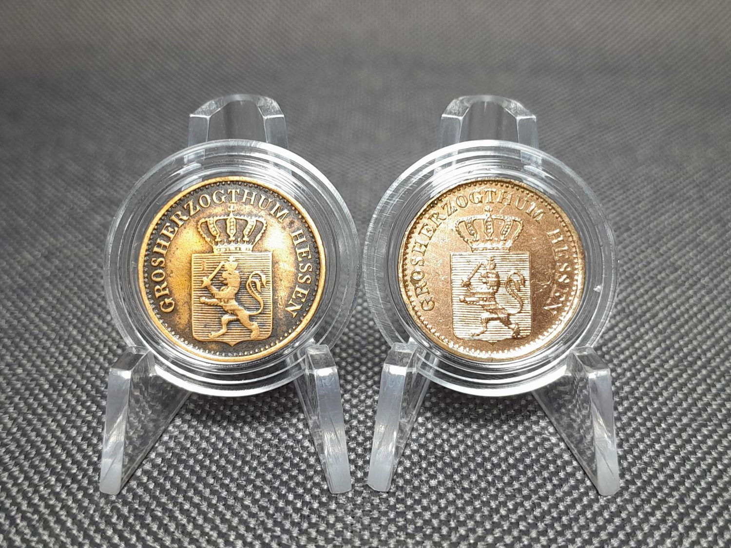 Münzen Set 1866 & 1871 Altdeutschland 1 Pfennig Großherzogtum Hessen Ludwig III. Erhaltung!