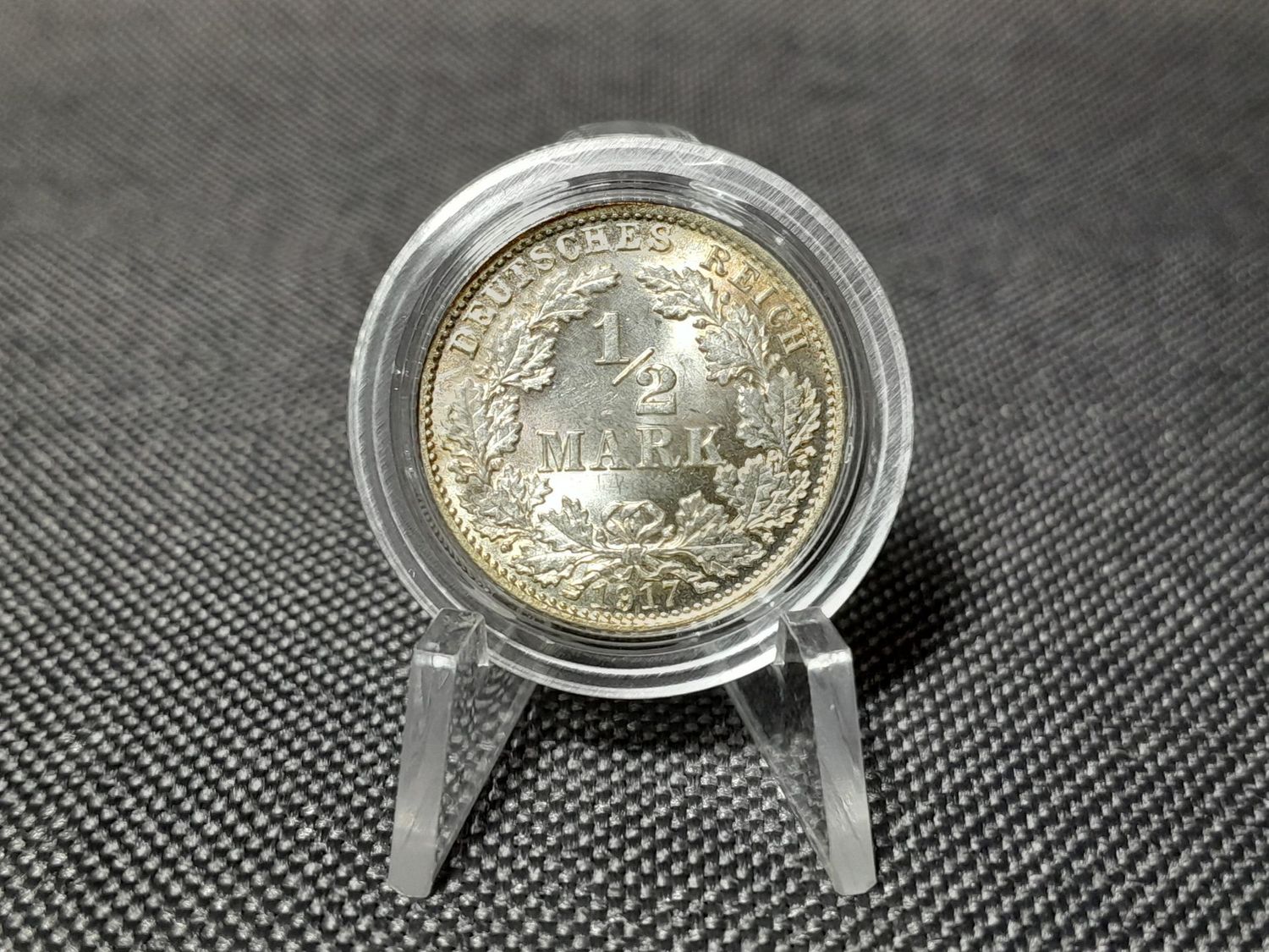 Silbermünze Deutsches Kaiserreich 1917 D 1/2 Mark München Erhaltung!