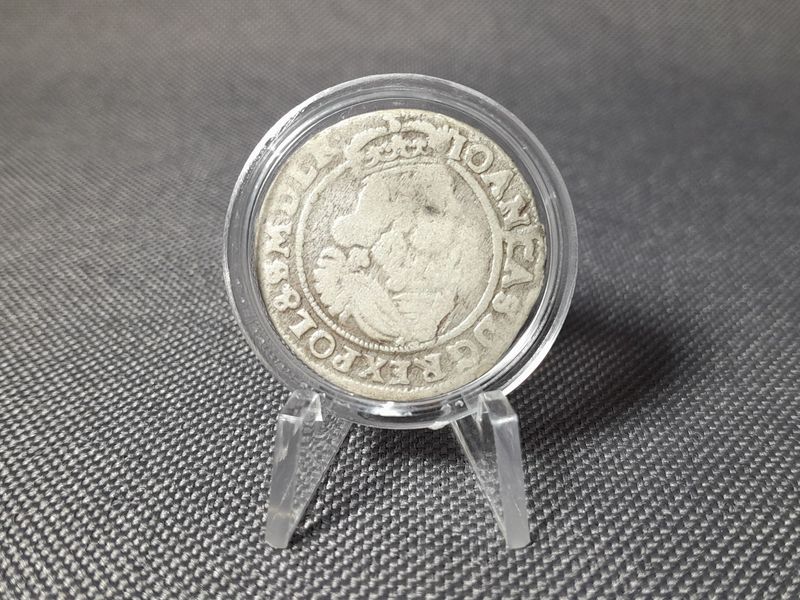 Silbermünze Polen 1664 6 Groszy Gröschen Johann II. Kasimir Wappen