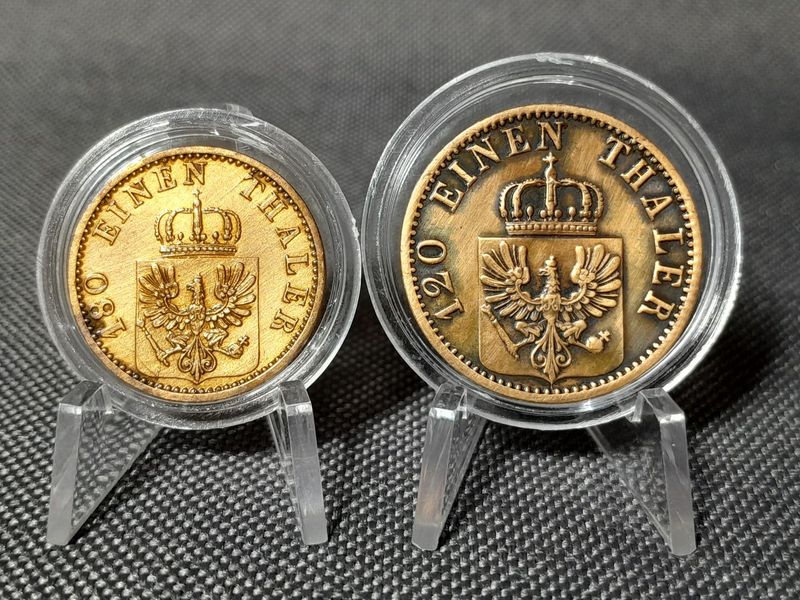 Münzen Set 1870 1871 C 2 3 Pfennig Altdeutschland Preussen Fehlprägung Patina Erhaltung!