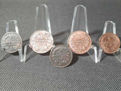 Münzen Set 1838 1844 1845 1846 1852 1/2 & 1 Kreuzer Großherzog Leopold von Baden Altdeutschland