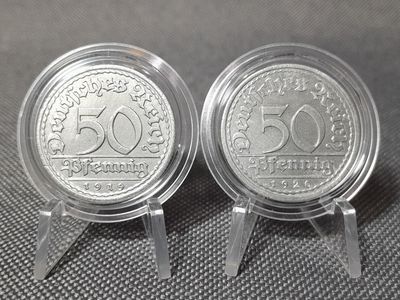 Münzen Set Weimarer Republik 1919 1920 A 50 Pfennig Berlin Seltene Erhaltung!!!