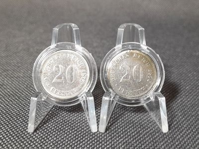 Silbermünzen Set Deutsches Kaiserreich 1875 1876 F 20 Pfennig Stuttgart Erhaltung