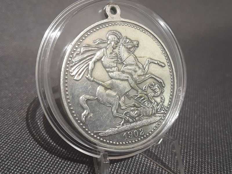 Silbermedaille England 1902 Krönung Coronation Coin König Edwards VII. Anhänger Silbermedaille England 1902 Krönung Coronation Coin König Edwards VII. Anhänger