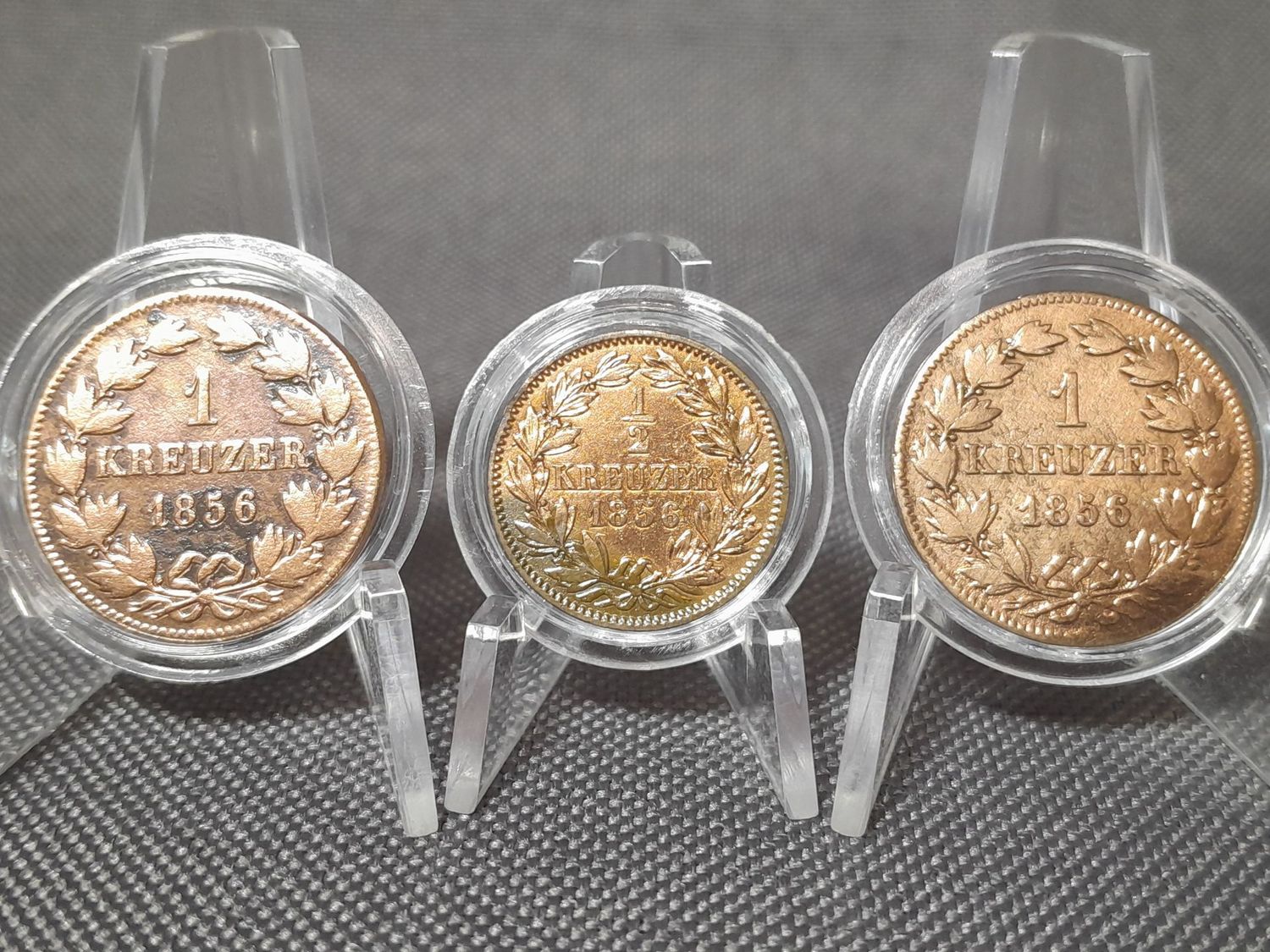 Münzen Set Baden 1856 1/2 1 Kreuzer Großherzog Friedrich Altdeutschland Patina Erhaltung! Münzen Set Baden 1856 1/2 1 Kreuzer Großherzog Friedrich Altdeutschland Patina Erhaltung!