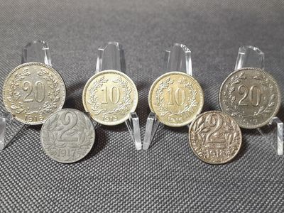Münzen Set Österreich 1915 1916 1917 1918 2 10 20 Heller Erhaltung