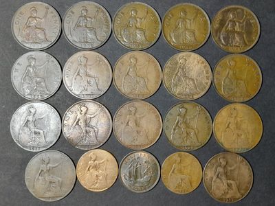 Münzen Set England 1906 - 1948 1/2 1 Penny King Edwards VII. George V. & VI. Britannia