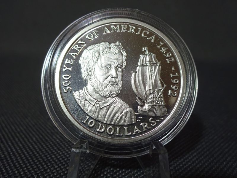 Silbermünze Cook Islands 1990 10 Dollars Kolumbus PP Proof Silbermünze Cook Islands 1990 10 Dollars Kolumbus PP Proof