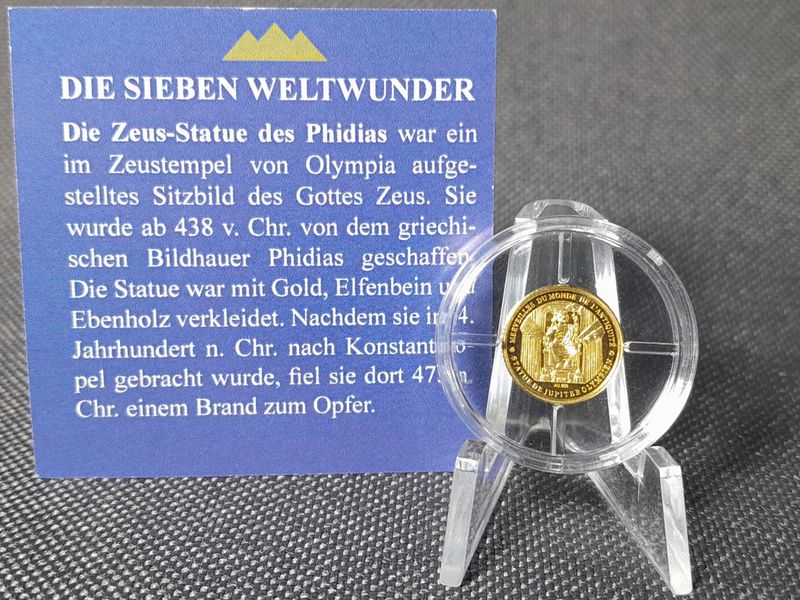 Goldmünze Niger 2014 100 Francs Zeus Statue Phidias Olympia Weltwunder PP Proof 0,5