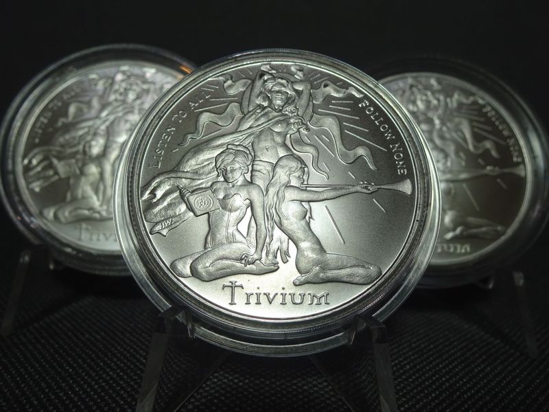 Silbermedaille USA 2021 Trivium Girls Listen To All Follow None Silver Shield 1 Oz Unze