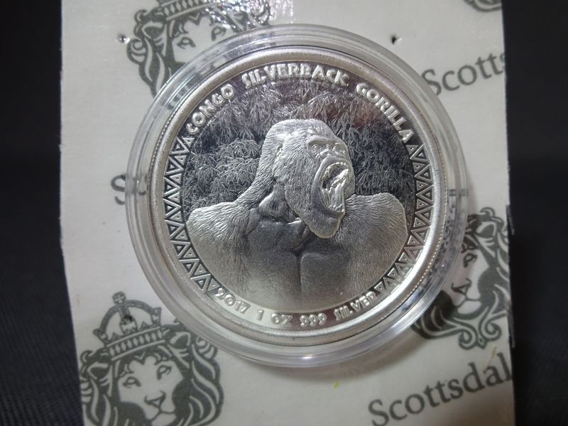 Silbermünze Kongo 2017 5000 Francs Silverback Gorilla Blister 1 Oz Unze