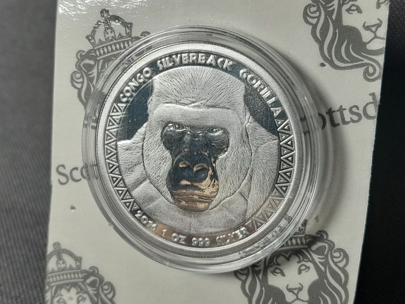 Silbermünze Kongo 2016 5000 Francs Silverback Gorilla Blister 1 Oz Unze