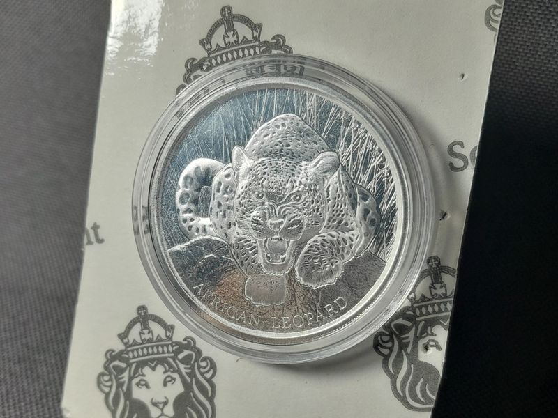 Silbermünze Ghana 2017 5 Cedis African Leopard Blister 1 Oz Unze