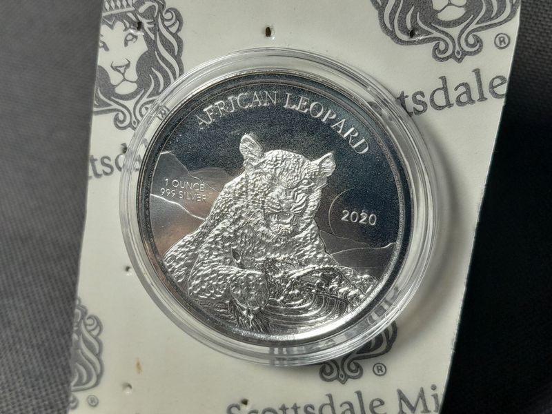 Silbermünze Ghana 2020 5 Cedis African Leopard Blister 1 Oz Unze