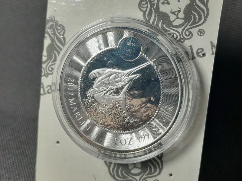 Silbermünze Cayman Islands 2017 1 Dollar Marlin Speerfisch Blister 1 Oz Unze