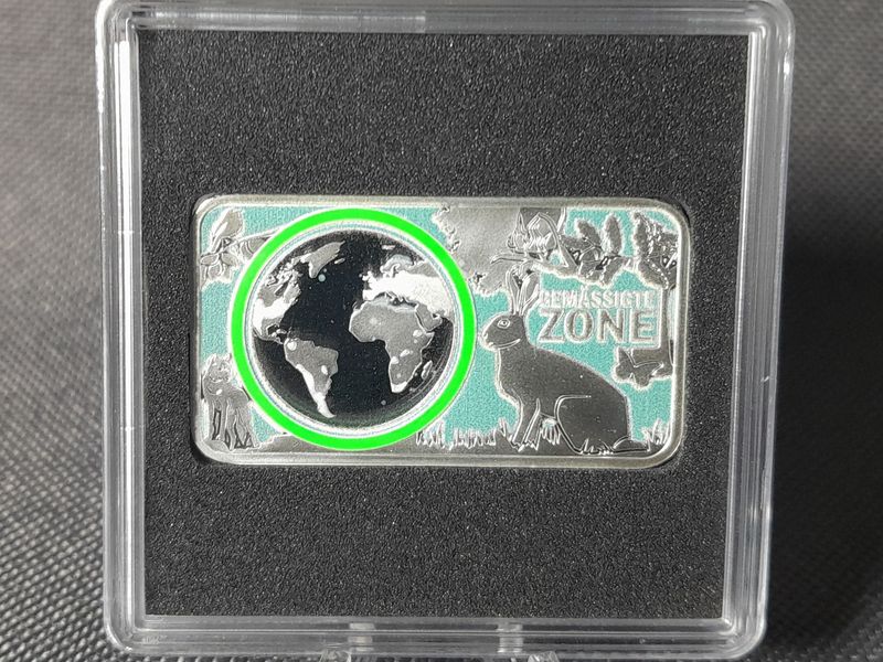 Silberbarren Deutschland 2017 Planet Erde UV Lack Ring Fluoreszierend Farbe Gem. Zone 1/2 Oz Unze
