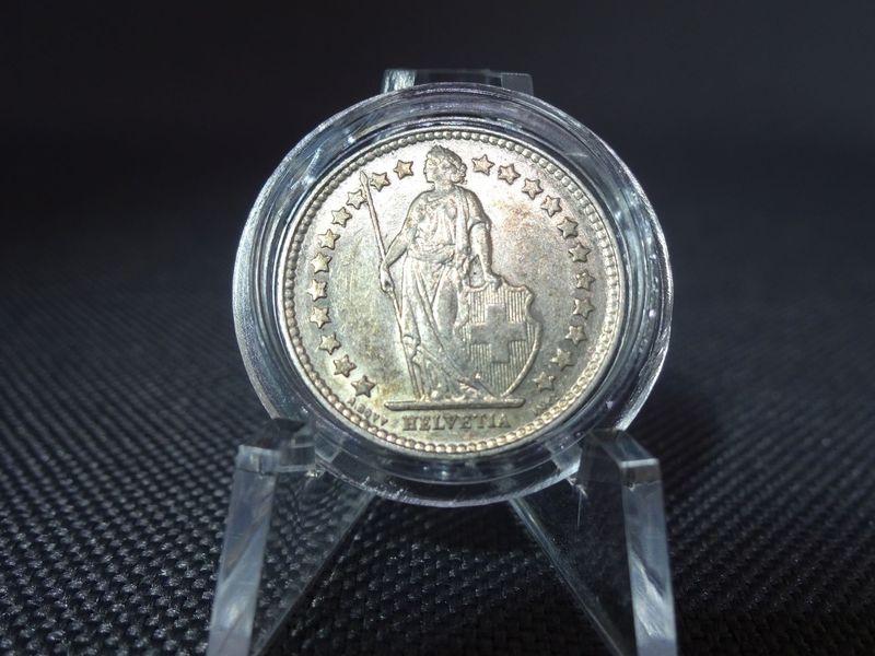 Silbermünze Schweiz 1916 B 1/2 Franken Helvetia