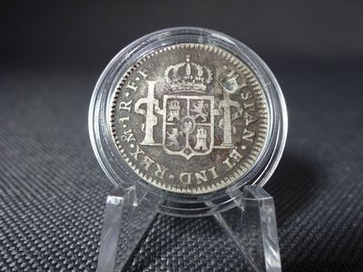 Silbermünze Mexiko 1787 1 Real FF Spanische Besatzung Besetzung Karl Carlos III. Patina