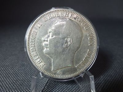 Silbermünze Deutsches Kaiserreich 1910 G 3 Mark Friedrich II. Großherzog Baden