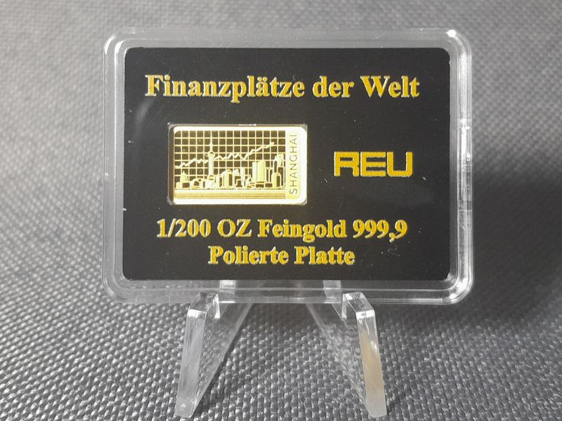 Goldbarren Börse Finanzplätze der Welt Shanghai PP Proof 1/200 Oz Unze