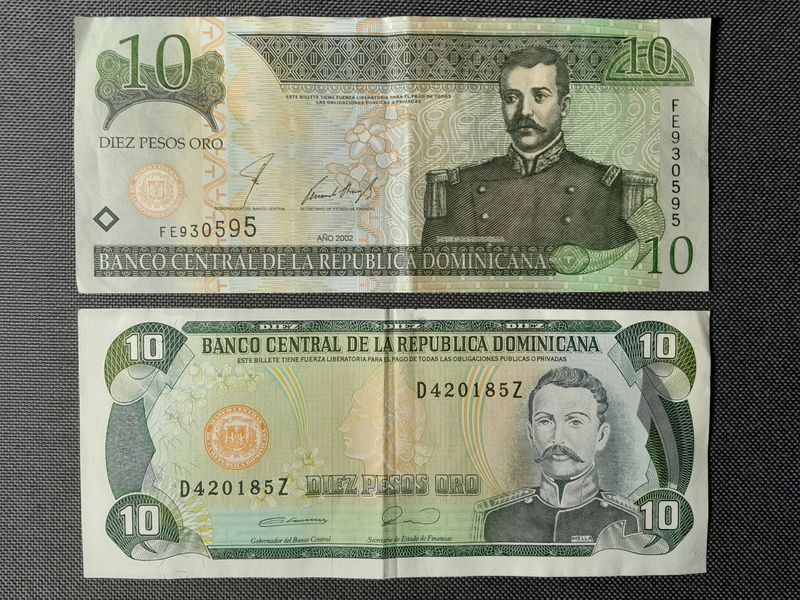 Banknoten Set 1990 2002 Domenikanische Republik 10 Pesos Oro Diez Banknoten Set 1990 2002 Domenikanische Republik 10 Pesos Oro Diez