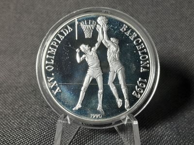 Silbermünze Kuba 1990 10 Pesos Olympia Basketball Barcelona 1992 PP Proof
