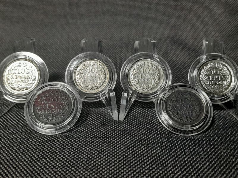 Silbermünzen Set Niederlande 1936 1937 1939 1941 1944 10 Cents Wilhelmina Erhaltung Silbermünzen Set Niederlande 1936 1937 1939 1941 1944 10 Cents Wilhelmina Erhaltung