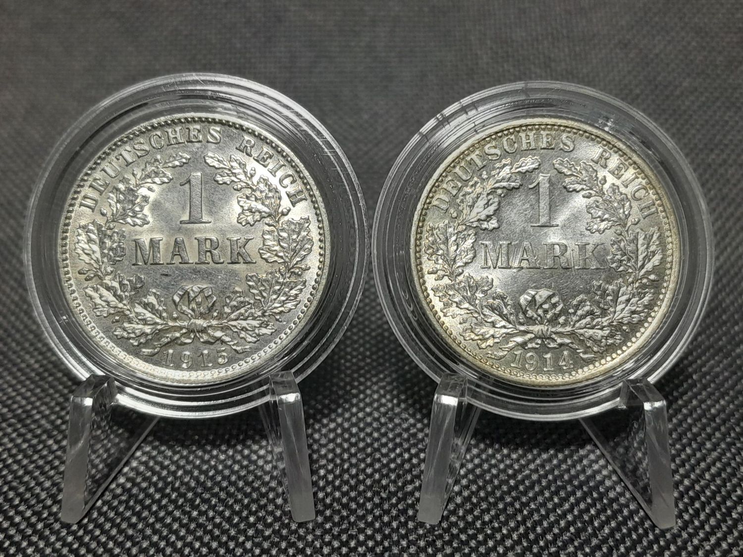 Silbermünzen Set Deutsches Kaiserreich 1914 1915 D F 1 Mark Erhaltung