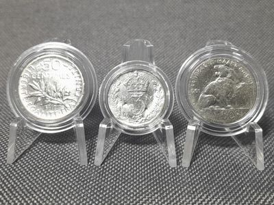 Silbermünzen Set England Belgien Frankreich 1901 1916 1917 3 Pence 50 Centimes