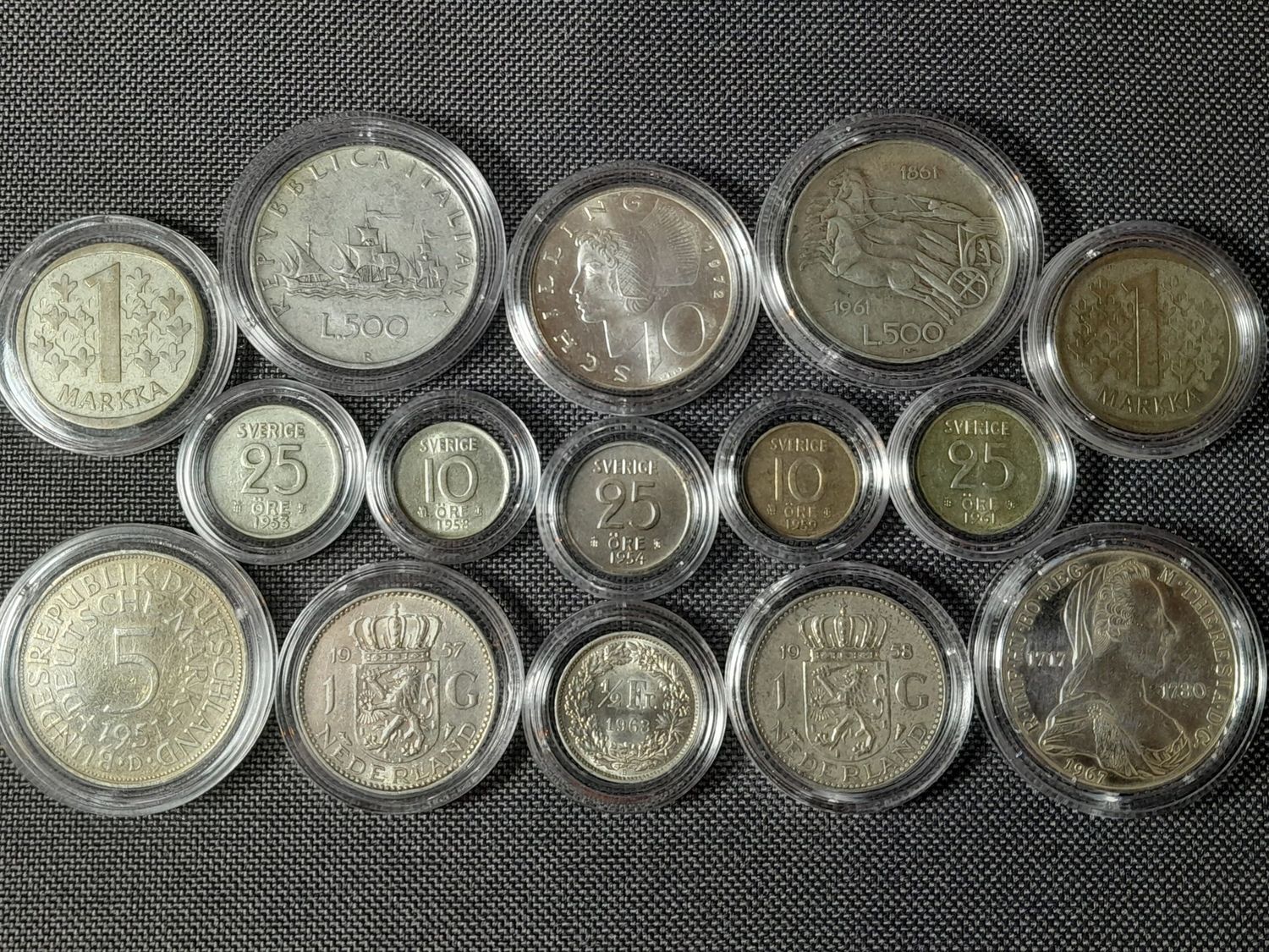 Silbermünzen Set Schweiz Schweden Deutschland Finnland Österreich Niederlande Italien