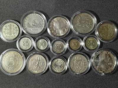 Silbermünzen Set Schweiz Schweden Deutschland Finnland Österreich Niederlande Italien