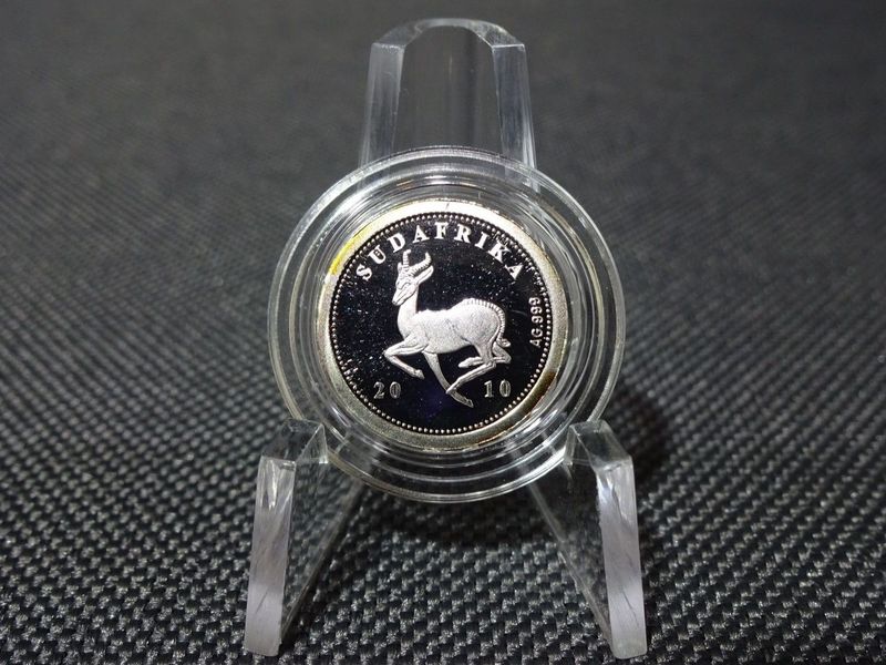 Silbermedaille Südafrika 2010 Springbok Fussball Weltmeister Deutschland PP Proof 1/25 Oz Unze