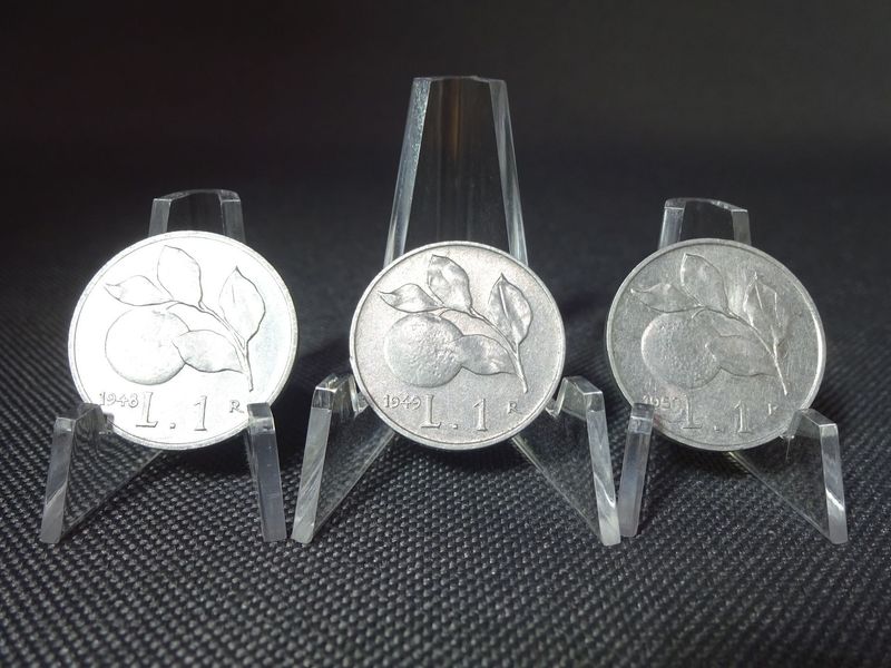 Münzen-Set Italien 1948 1949 1950 1 Lira Frucht