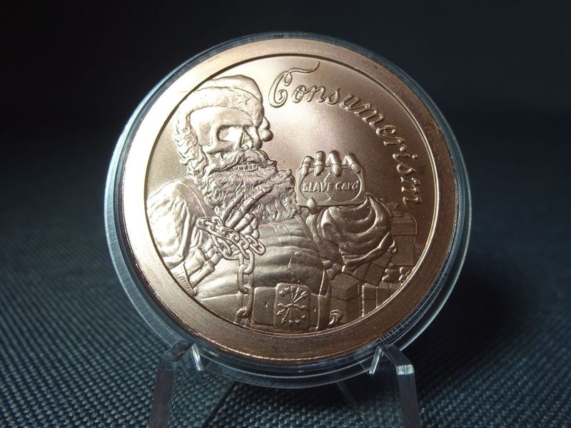 Kupfermedaille USA Skull Weihnachtsmann Konsum Weihnachten Slave Card Silver Shield 1 Oz Unze